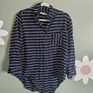 Beachlunchlounge Navy and White Striped Shirt